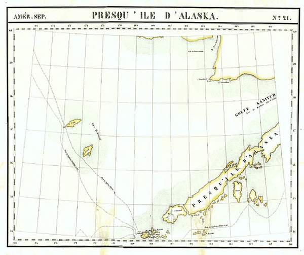 66-Alaska Map By Philippe Marie Vandermaelen