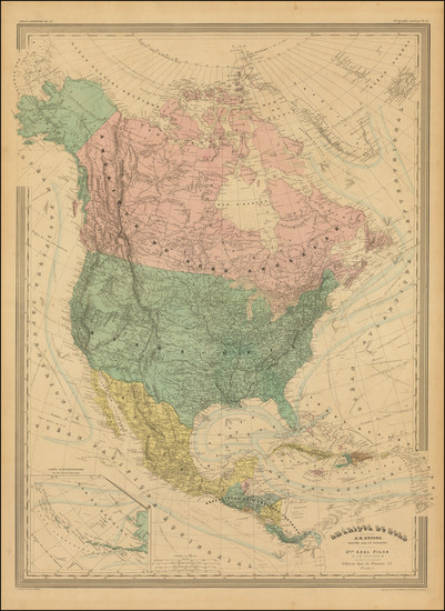 14-Arizona, New Mexico, Idaho, Montana and North America Map By Adolphe Hippolyte Dufour