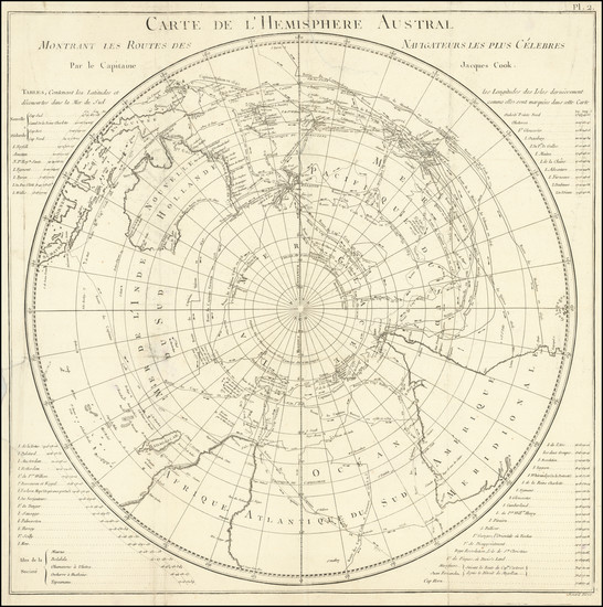 96-Polar Maps, Australia and Oceania Map By James Cook