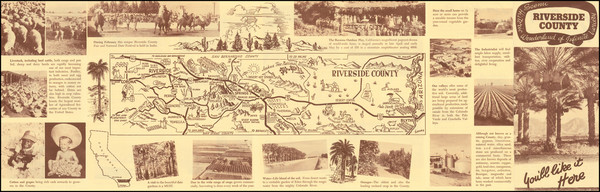 5-Pictorial Maps and California Map By Riverside Chamber of Commerce