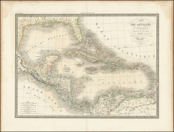 18-Florida, Caribbean and Central America Map By Alexandre Emile Lapie