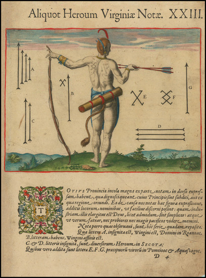 3-Southeast, Virginia and Native American & Indigenous Map By Theodor De Bry