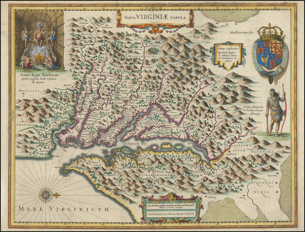 15-Maryland, Southeast and Virginia Map By Henricus Hondius