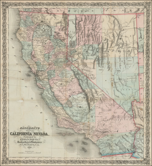 47-Nevada and California Map By H.H. Bancroft & Company