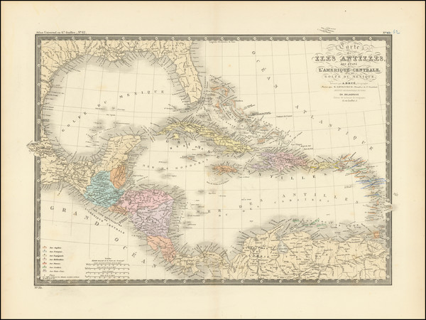 99-Florida, Mexico, Caribbean and Central America Map By Adrien-Hubert Brué / E. Levasseur