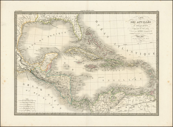 100-Florida, Mexico, Caribbean and Central America Map By Adrien-Hubert Brué