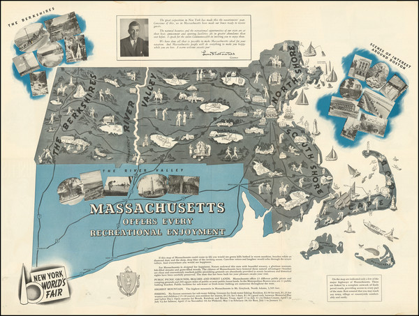 25-Massachusetts and Pictorial Maps Map By State of Massachusetts