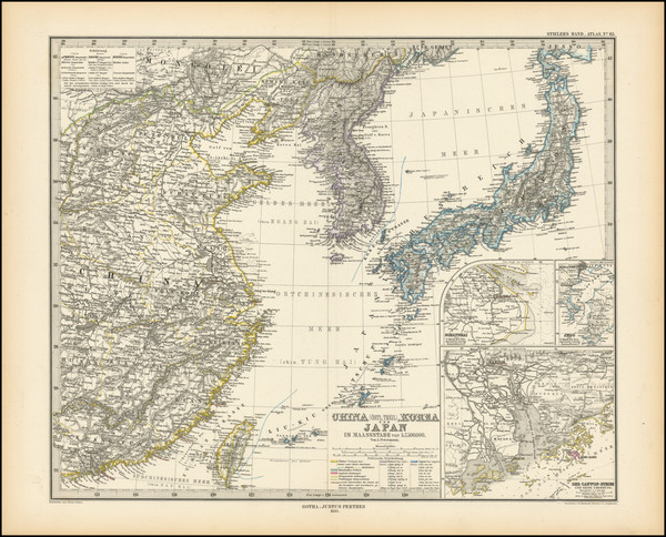 45-China, Japan and Korea Map By Adolf Stieler