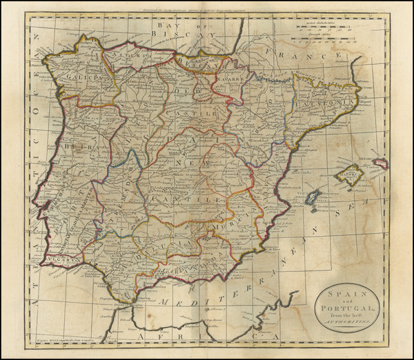 13-Spain and Portugal Map By Mathew Carey