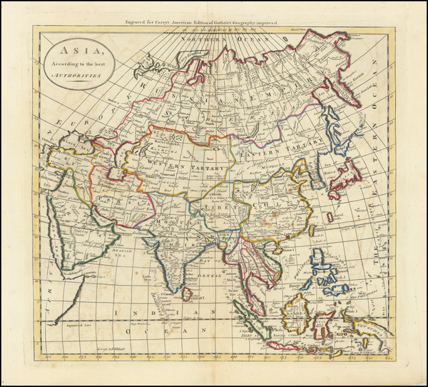 96-Asia Map By Mathew Carey