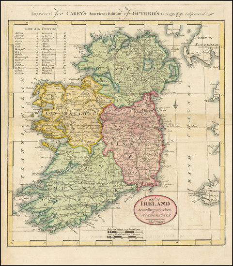 50-Ireland Map By Mathew Carey