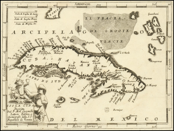 60-Cuba Map By Vincenzo Maria Coronelli