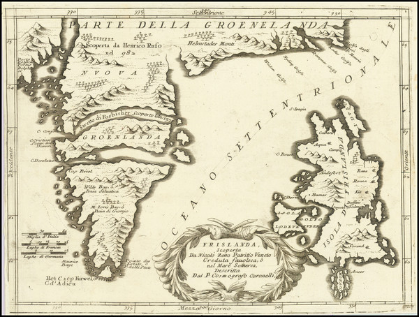 57-Polar Maps, Atlantic Ocean and Iceland Map By Vincenzo Maria Coronelli