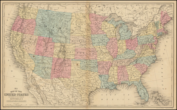 56-United States and Idaho Map By Samuel Augustus Mitchell