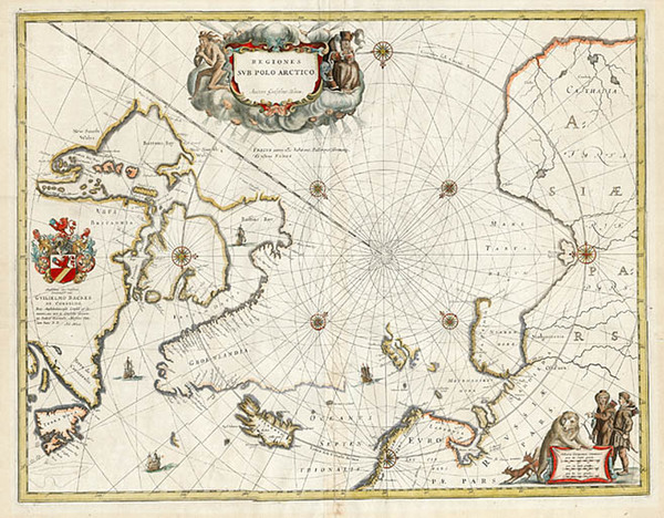 77-Polar Maps and Canada Map By Willem Janszoon Blaeu