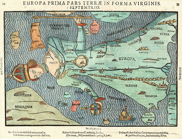 51-Europe, Europe and Curiosities Map By Heinrich Bunting