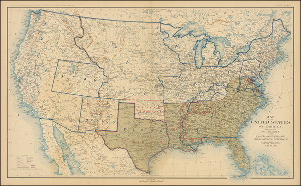 14-United States and Civil War Map By Julius Bien & Co. Lith. N.Y. 