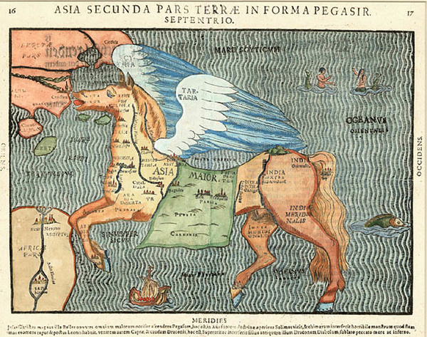 56-Asia, Asia and Curiosities Map By Heinrich Bunting