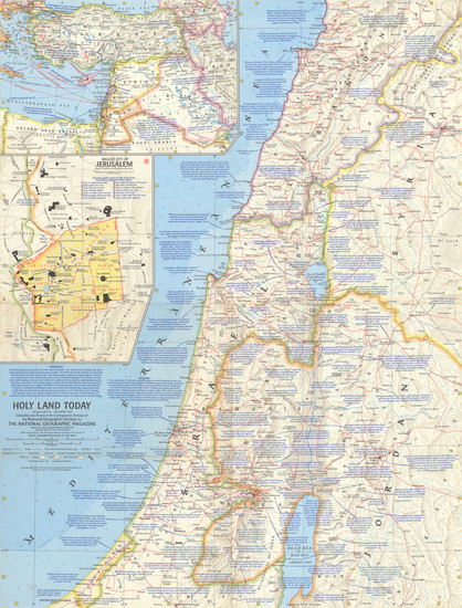 32-Middle East, Holy Land and Jerusalem Map By National Geographic Society