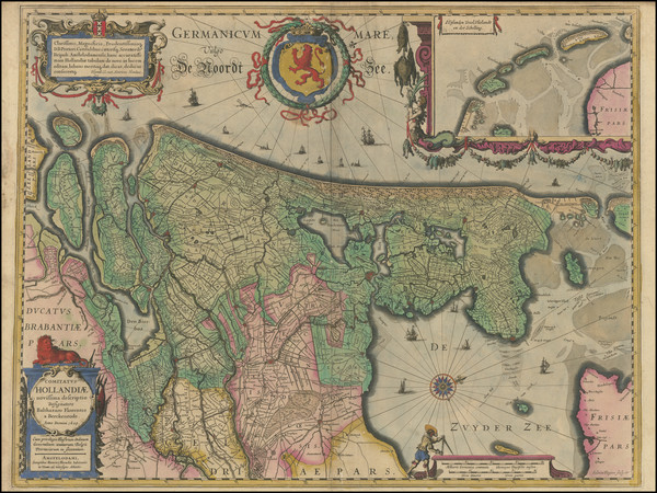 51-Netherlands Map By Henricus Hondius