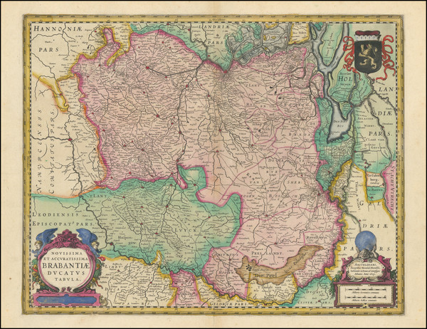 55-Netherlands and Belgium Map By Henricus Hondius