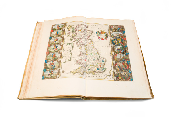 31-British Isles, England, British Counties, Wales and Atlases Map By Willem Janszoon Blaeu