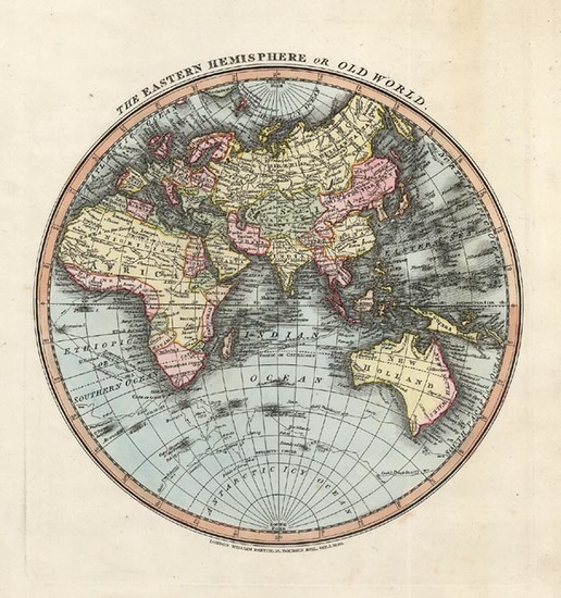 56-World, Eastern Hemisphere, Australia & Oceania and Oceania Map By William Darton