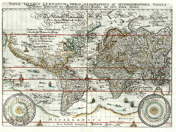 86-World and World Map By Matthaus Merian