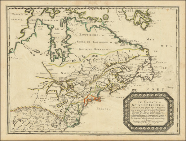 60-United States, Midwest, Canada and Eastern Canada Map By Nicolas Sanson