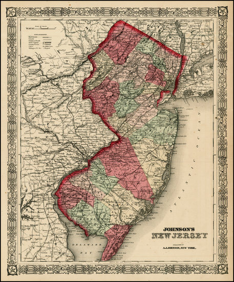 65-New England Map By Benjamin P Ward  &  Alvin Jewett Johnson