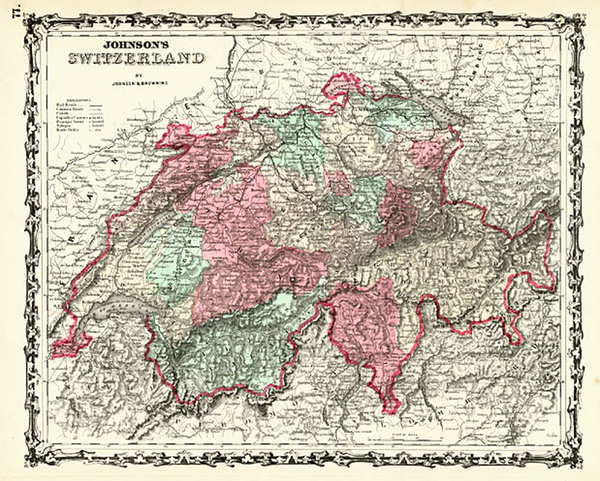 4-Europe and Switzerland Map By Benjamin P Ward  &  Alvin Jewett Johnson