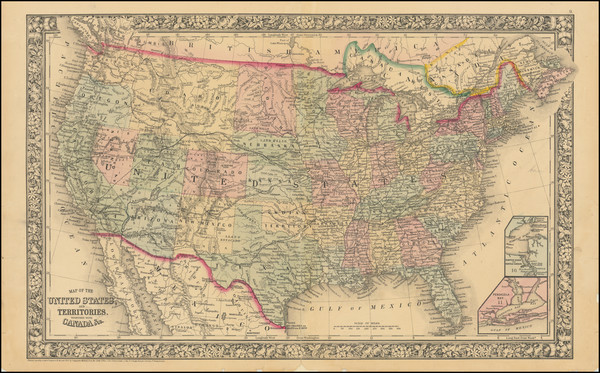 94-United States and Wyoming Map By Samuel Augustus Mitchell Jr.