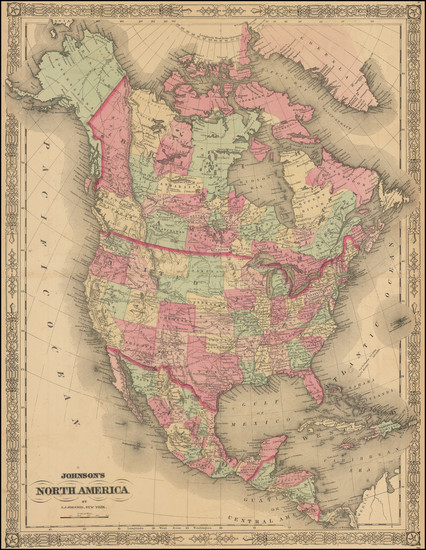 75-North America Map By Alvin Jewett Johnson