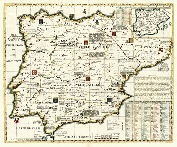 21-Europe, Spain and Portugal Map By Henri Chatelain