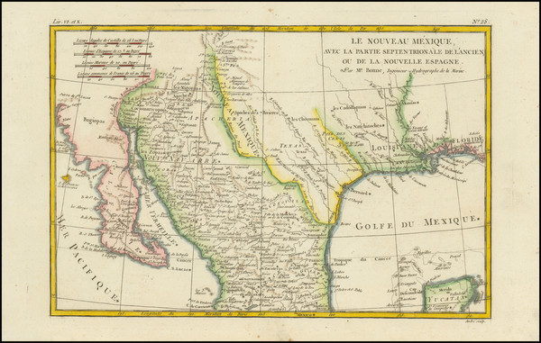 18-Texas, Southwest, Arizona, New Mexico, Mexico and Baja California Map By Rigobert Bonne