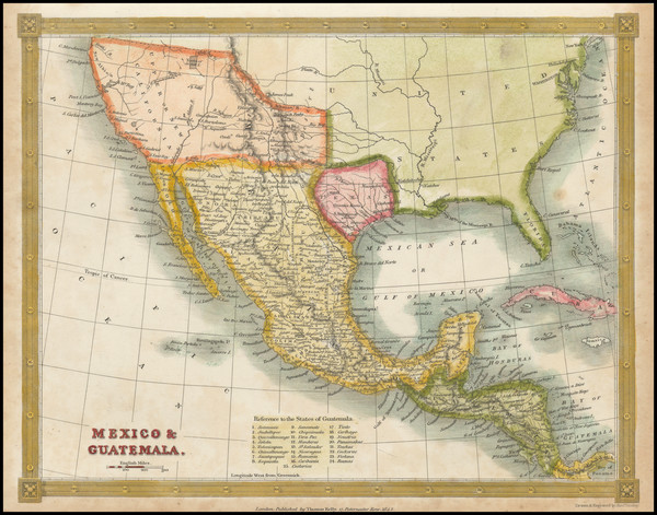 34-Texas, Southwest, New Mexico, Mexico and California Map By Thomas Kelly