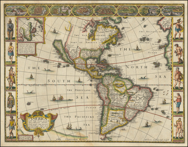 50-California as an Island and America Map By John Speed