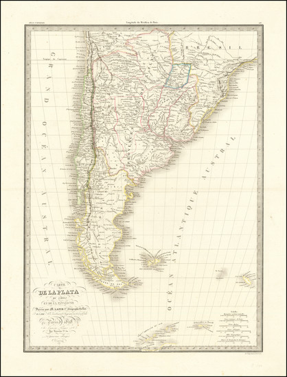 70-Argentina and Chile Map By Alexandre Emile Lapie