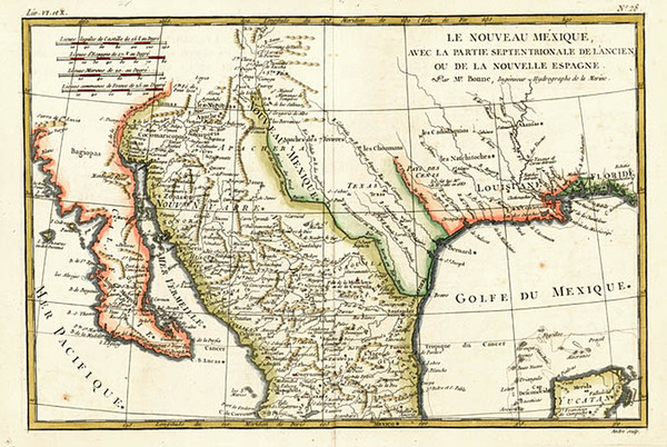 52-Texas, Southwest, Mexico and Baja California Map By Rigobert Bonne