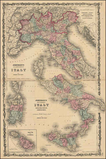 90-Italy Map By Alvin Jewett Johnson  &  Benjamin P Ward