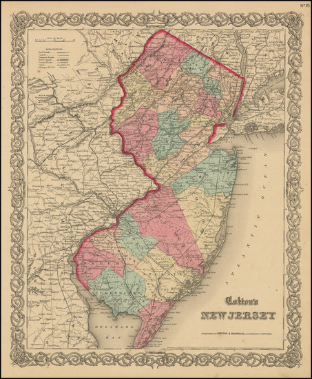 59-New Jersey Map By Joseph Hutchins Colton