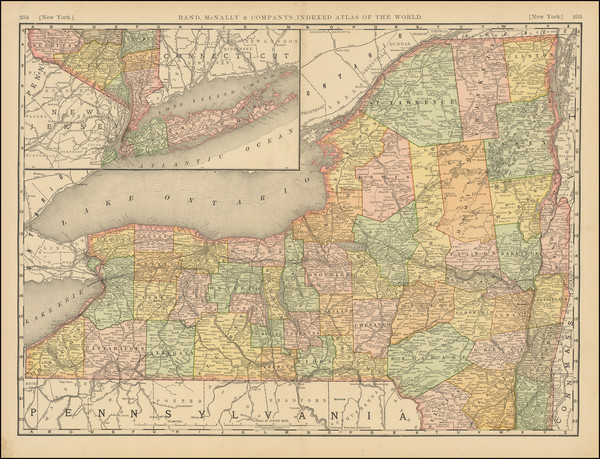 80-New York State Map By Rand McNally & Company