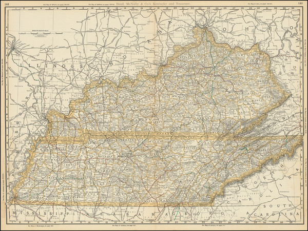 100-Kentucky and Tennessee Map By Rand McNally & Company