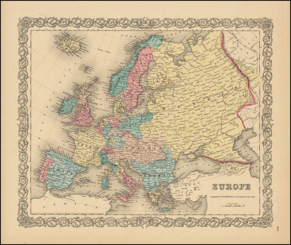 26-Europe Map By Joseph Hutchins Colton