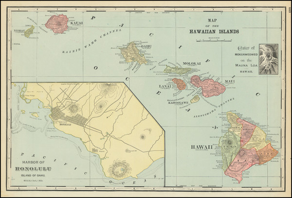 85-Hawaii and Hawaii Map By George F. Cram