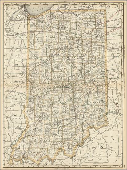 100-Indiana Map By Rand McNally & Company