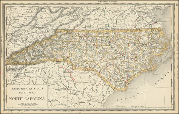 100-North Carolina Map By Rand McNally & Company