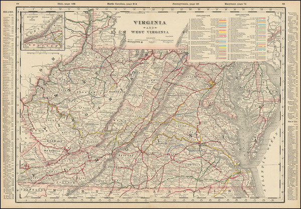 49-West Virginia and Virginia Map By George F. Cram