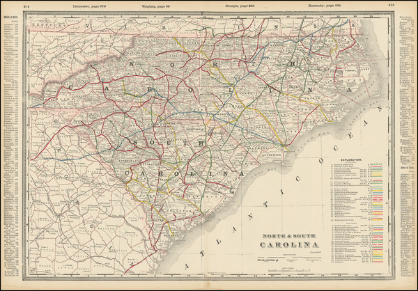 95-North Carolina and South Carolina Map By George F. Cram