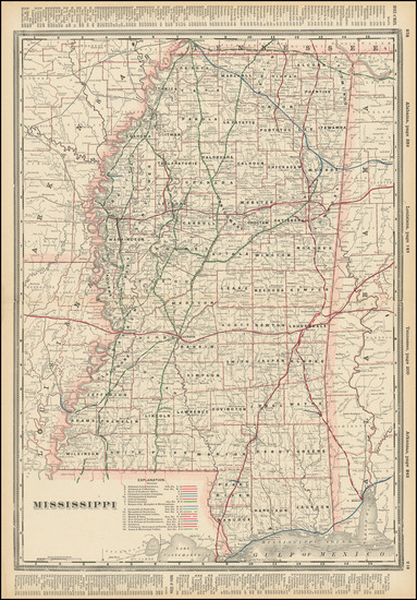 100-Mississippi Map By George F. Cram